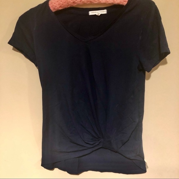 Threads for thought black shirt with twist at the waist - Picture 1 of 2
